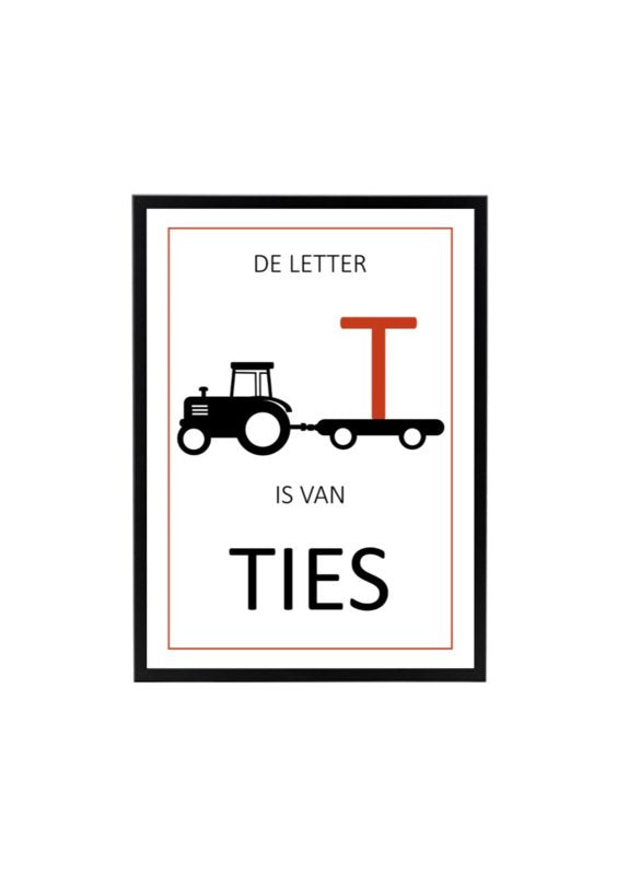 Naam posterset tractor + alfabet (diverse kleuren)