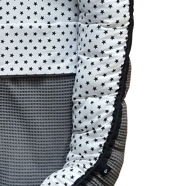 Babynestje wafelstof donkergrijs - sterretjes