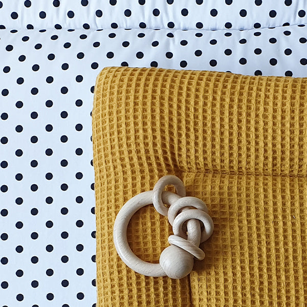 Boxkleed reversible stip op wit - wafelstof kleur naar keuze