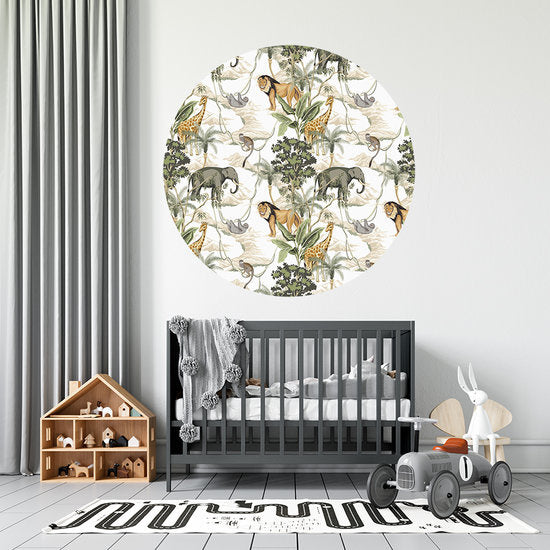 Muurcirkel safari jungle kamer