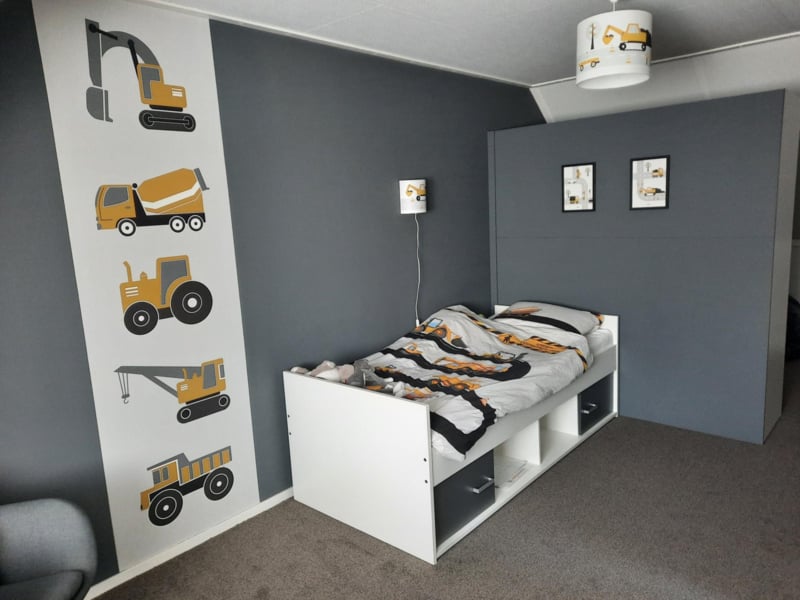 Kinderkamer aankleding en decoratie set - Voertuigen oker (met lamp)