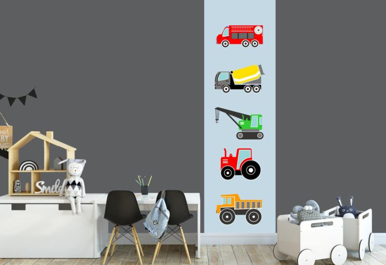 Behangstrook kinderkamer - voertuigen kleur