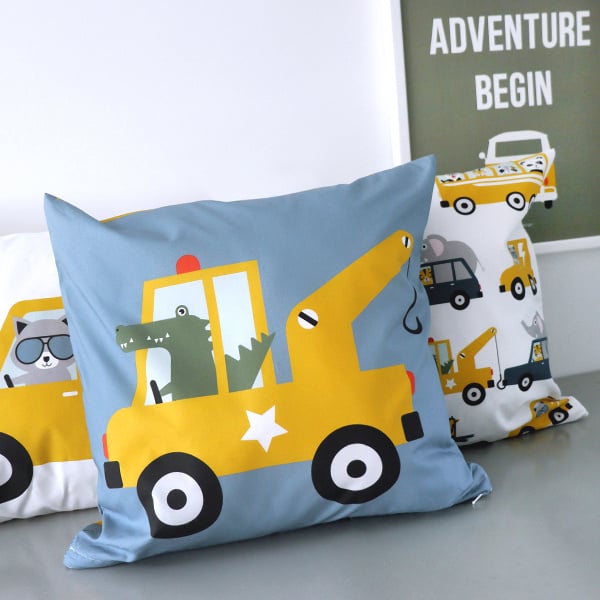 Kinderkamer aankleding en decoratie set - dieren onderweg jeansblauw (met lamp)