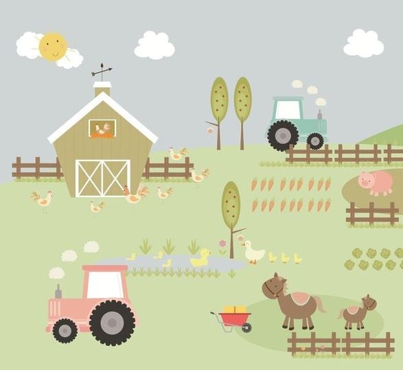 Behang boerderij kinderkamer