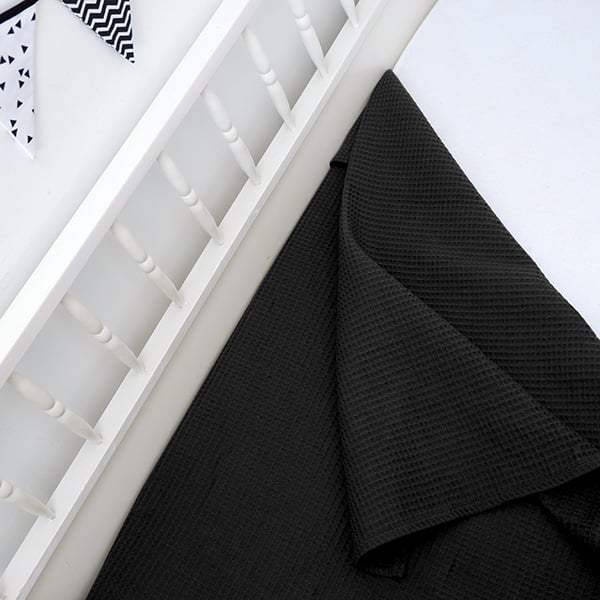 Ledikantdeken wafelstof zwart - basic