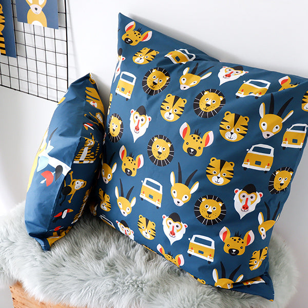 Kussen XL Jungle safari donkerblauw