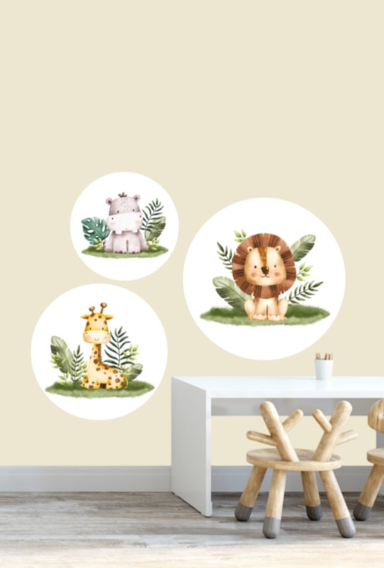 Kinderkamer aankleding en decoratie set - Jungle safari dieren (met lamp)