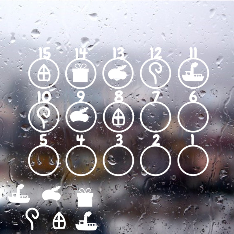 Sinterklaas aftel stickers - wit (herbruikbaar)