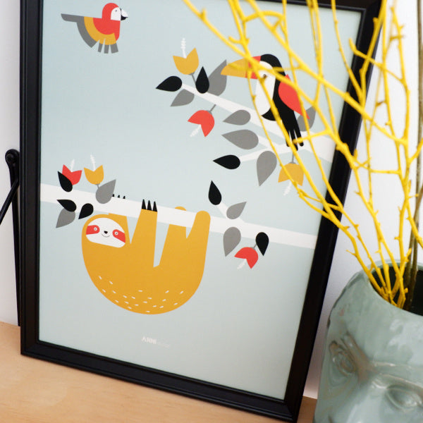 Posterset jungle kinderkamer - tijger + toekan mint