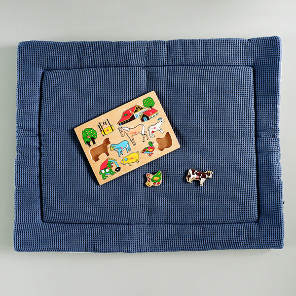 Boxkleed wafelstof reversible - donker oud blauw