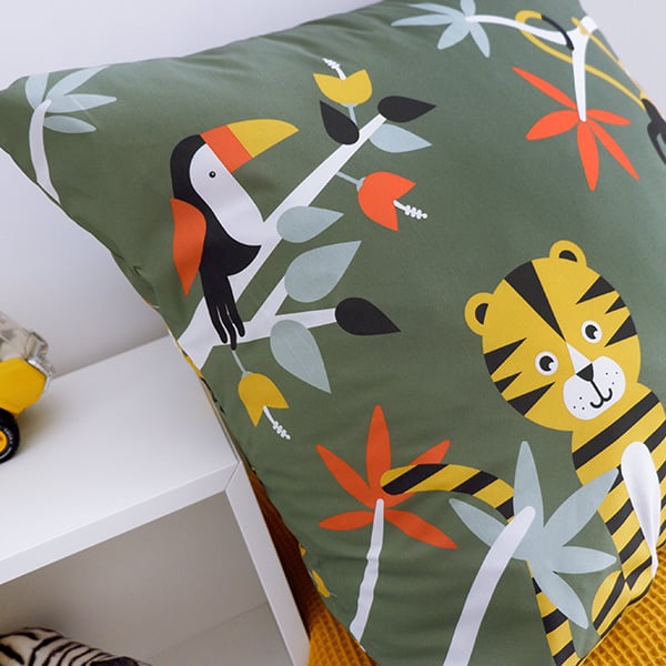 Kussen XL jungle kinderkamer olijfgroen