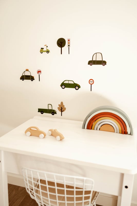 Voertuigen muurstickers in groentinten