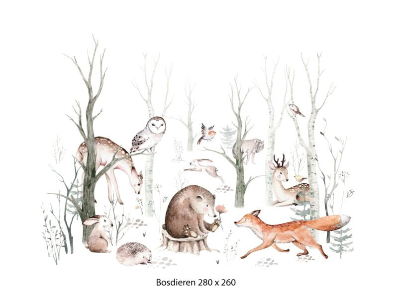 Behang bosdieren babykamer