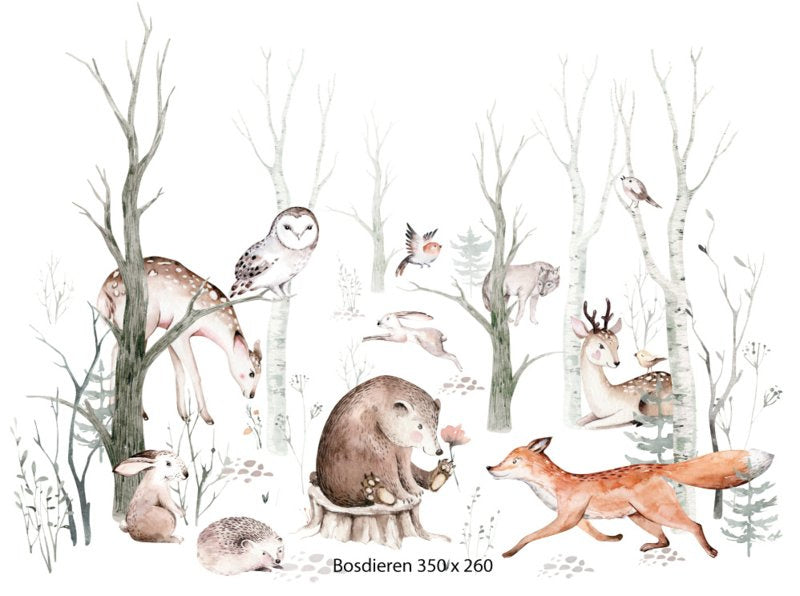 Behang bosdieren babykamer