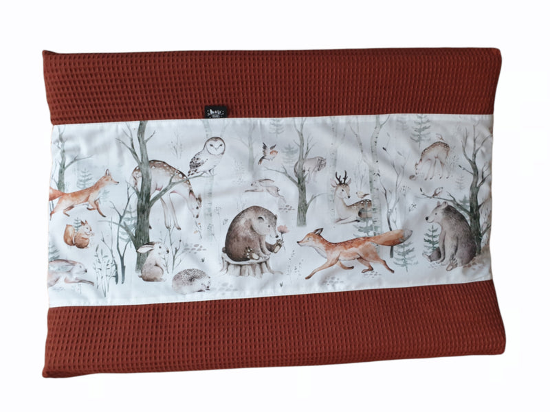 Bosdieren babykamer textiel set - aankleedkussenhoes, ledikantdeken en commodemandje