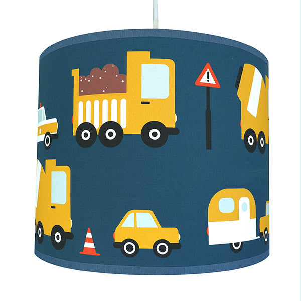 Kinderkamer lamp auto voertuigen - on the road donkerblauw