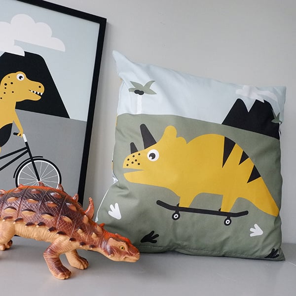 Kussen Dino kinderkamer - inclusief binnenkussen - 40x40