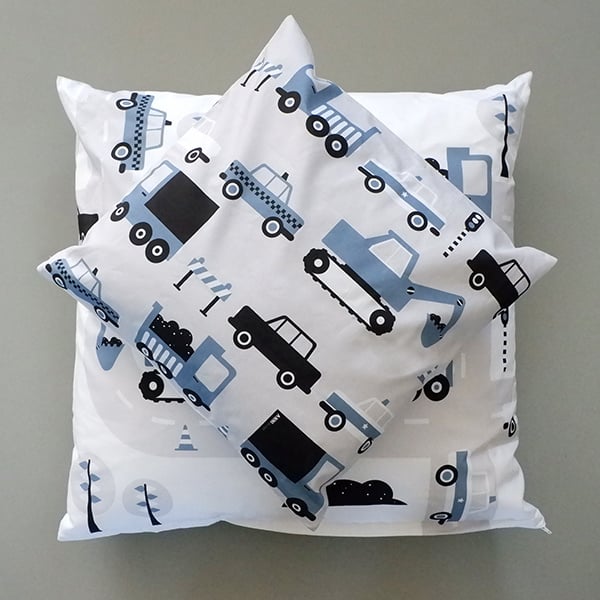 Kussen auto voertuig jeans blauw - inclusief binnenkussen