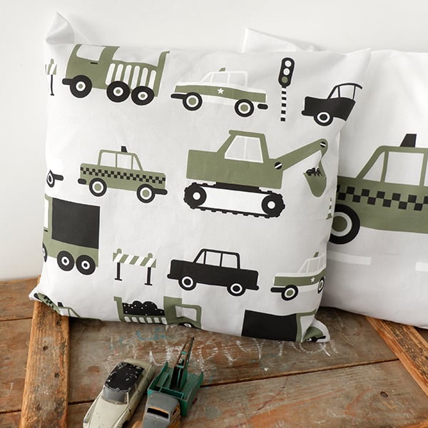 Kussen auto voertuig olijf groen - inclusief binnenkussen