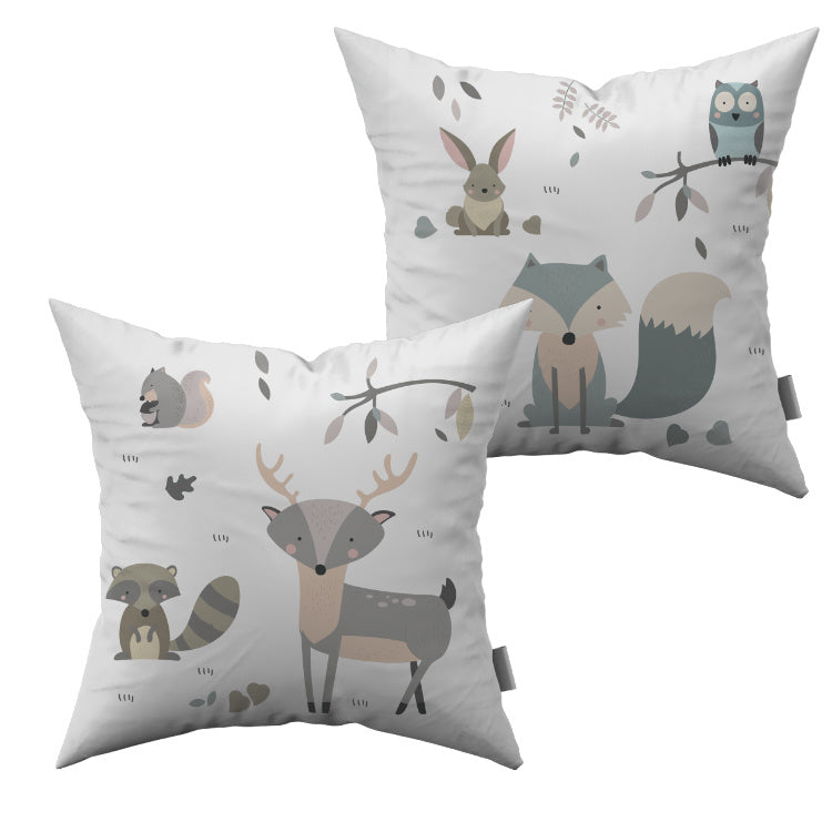 Kussen bosdieren kinderkamer - babykamer pastel kleuren