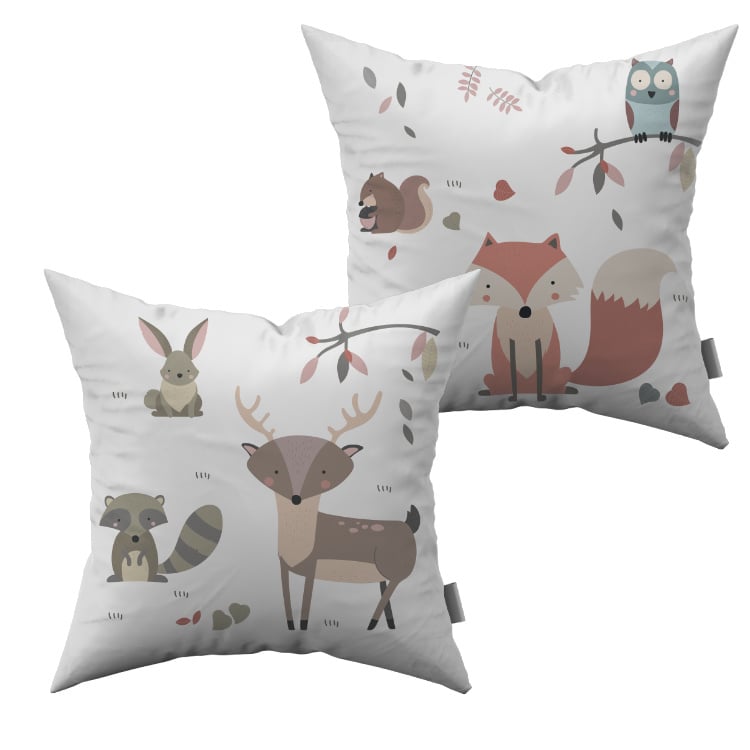 Kussen bosdieren kinderkamer - babykamer (taupe)
