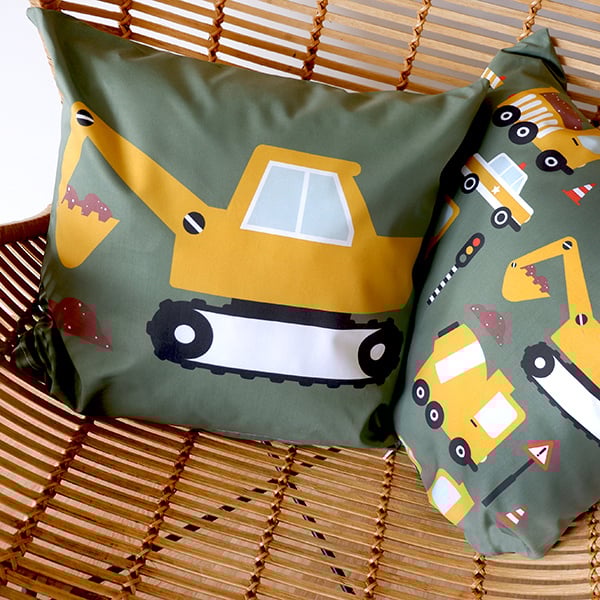 Kussen bouw voertuigen olijfgroen - inclusief binnenkussen