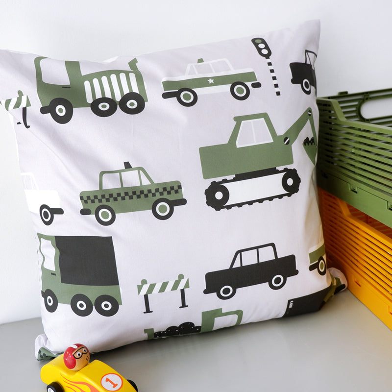 Kussen cement vrachtwagen voertuig olijfgroen - inclusief binnenkussen