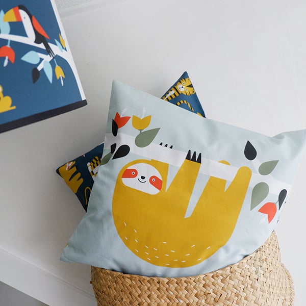 Kussen jungle kinderkamer mint - inclusief binnenkussen