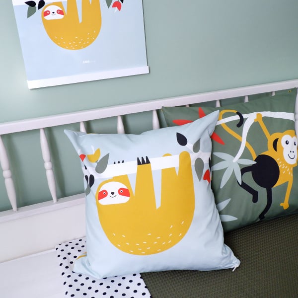 Kussen jungle kinderkamer mint - inclusief binnenkussen