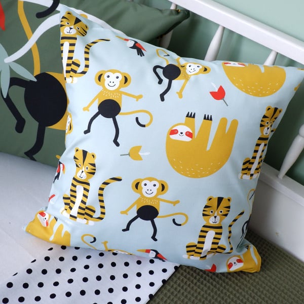 Kussen jungle kinderkamer mint - inclusief binnenkussen