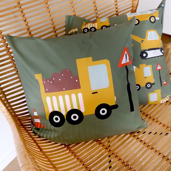 Kussen kiepwagen bouw voertuig olijfgroen - inclusief binnenkussen