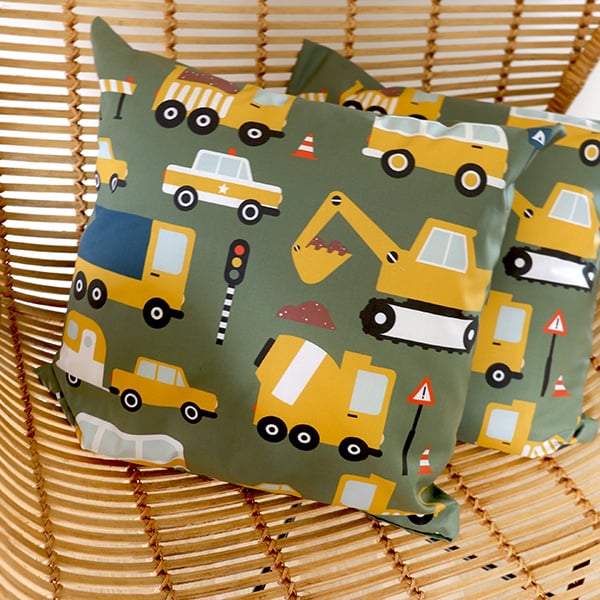 Kussen kiepwagen bouw voertuig olijfgroen - inclusief binnenkussen