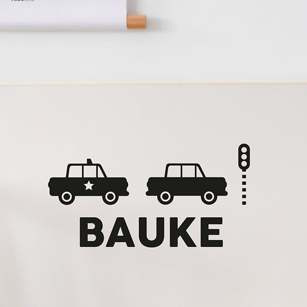 Muursticker met naam auto