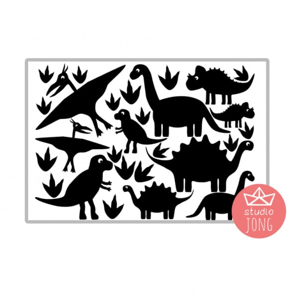 Muursticker set dinosaurus - dino kamer (zwart)