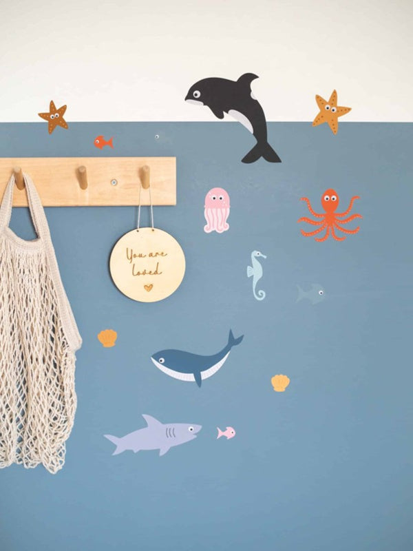 Muursticker set onderwater wereld zeedieren kinderkamer