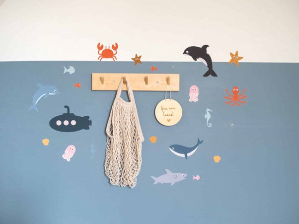 Muursticker set onderwater wereld zeedieren kinderkamer