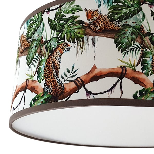 Plafondlamp jungle kamer met panters