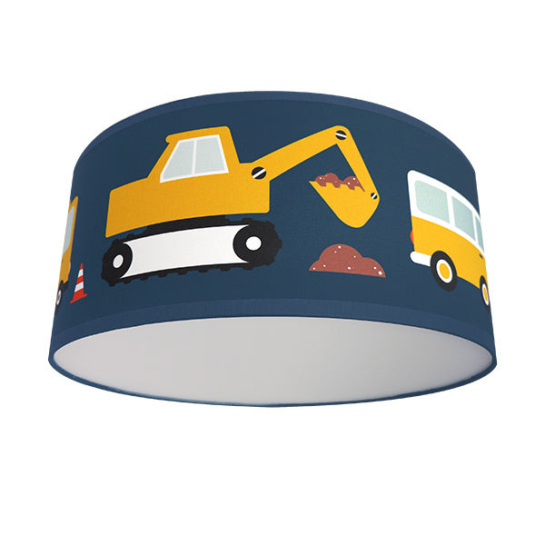 Plafondlamp kinderkamer auto voertuigen - on the road donker blauw