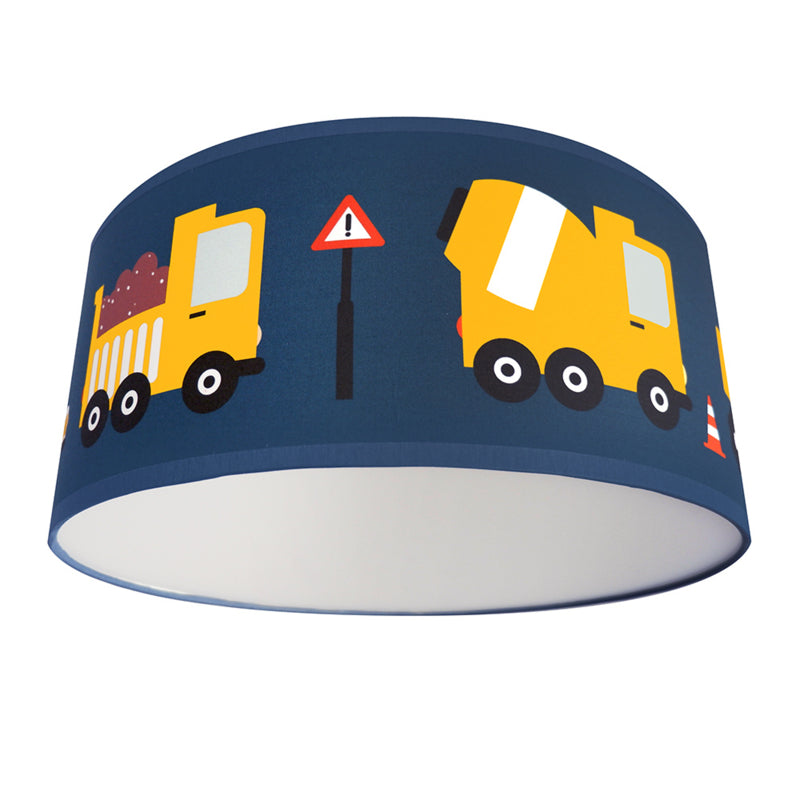 Plafondlamp kinderkamer auto voertuigen - on the road donker blauw