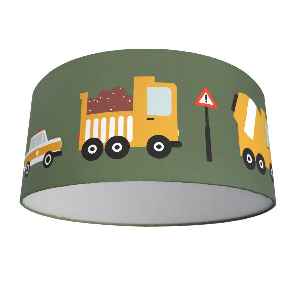 Plafondlamp kinderkamer auto voertuigen - on the road olijfgroen