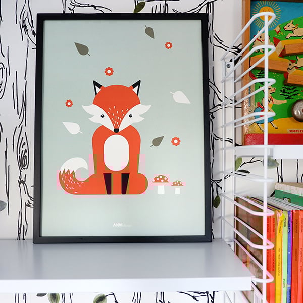 Poster kinderkamer vos - old green (mint)