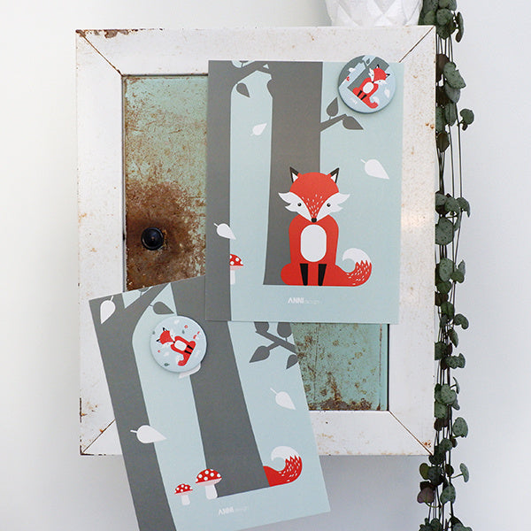 Posterset kinderkamer vos - mint