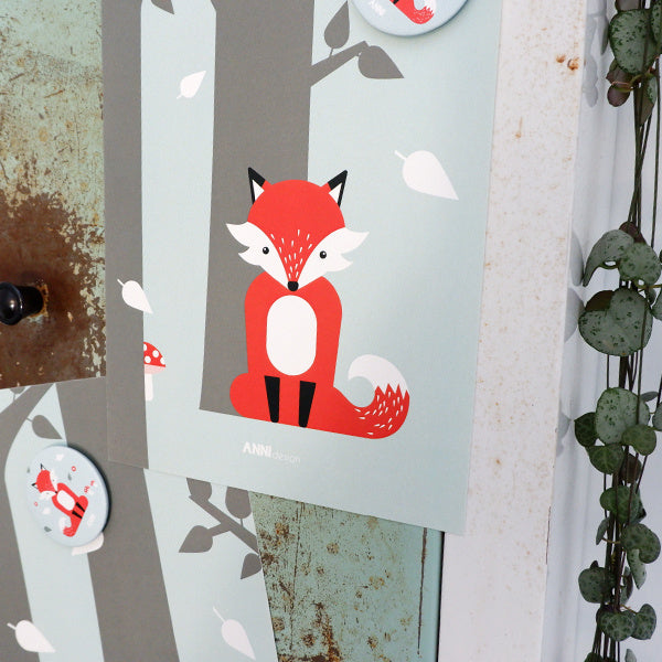 Posterset kinderkamer vos - mint