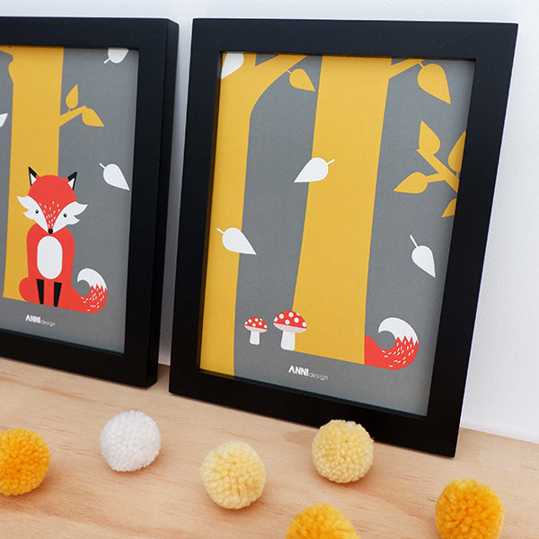 Posterset kinderkamer vos - oker