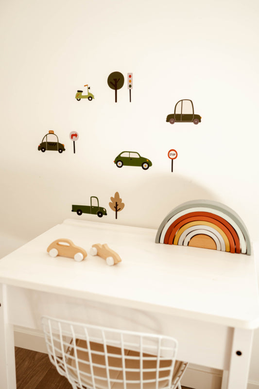 Voertuigen muurstickers in diverse kleuren