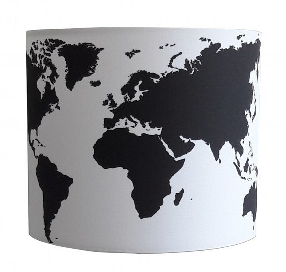 Wandlamp jongenskamer wereldkaart zwart-wit