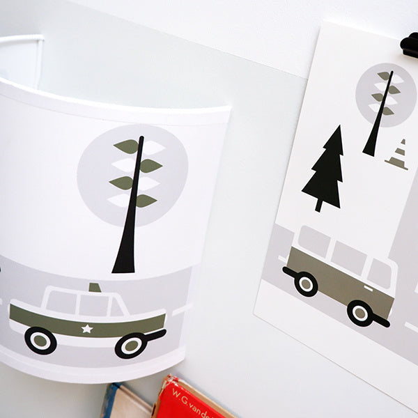 Wandlamp kinderkamer auto voertuigen - olijf groen