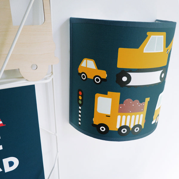 Wandlamp kinderkamer auto voertuigen - on the road donkerblauw