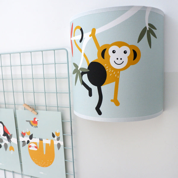 Wandlamp kinderkamer met jungle aap - mint