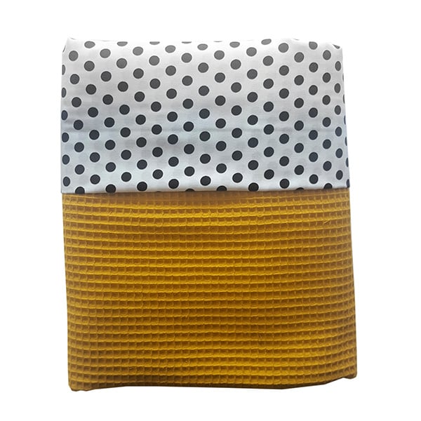 Ledikantdeken wafelstof zwart - stip zwart op wit